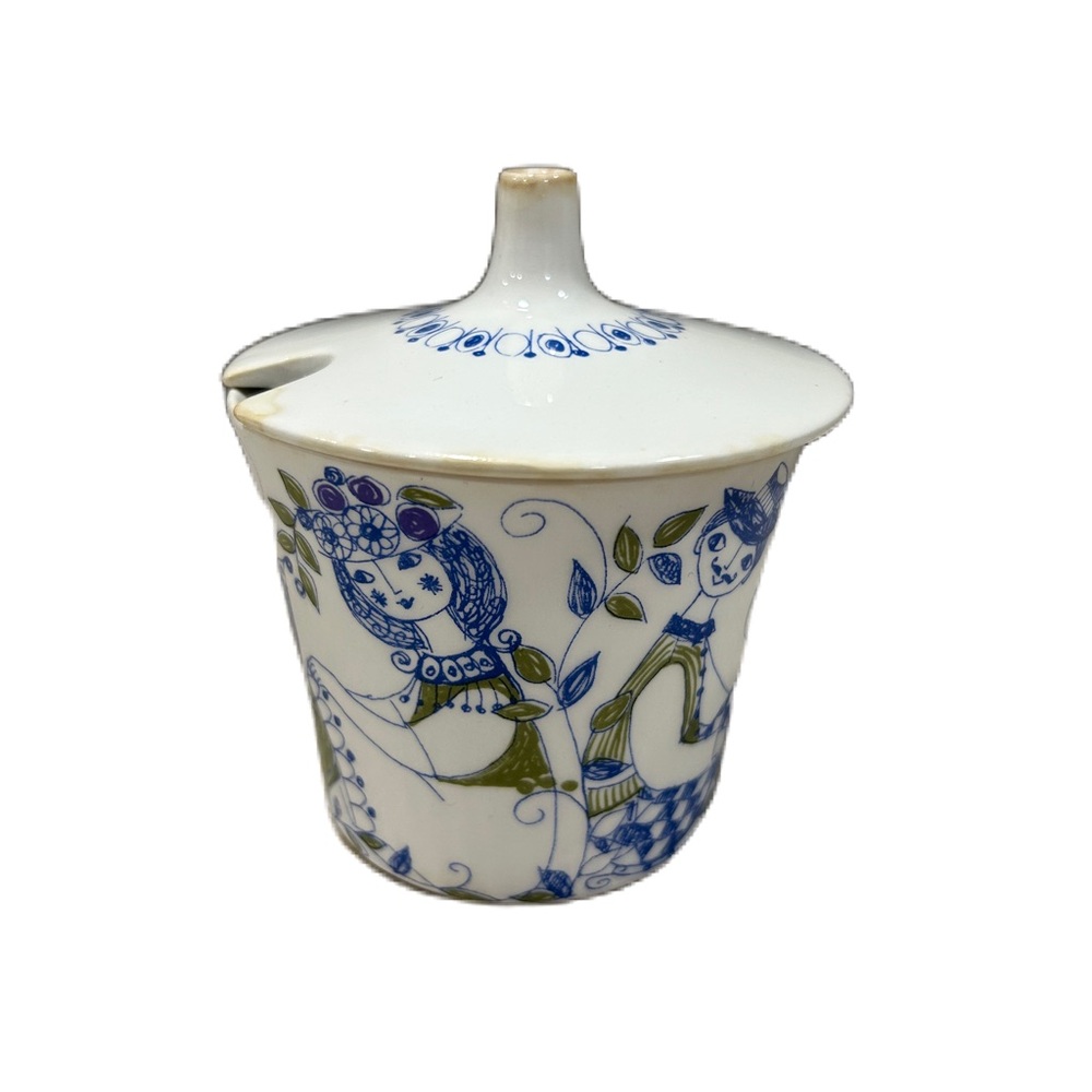 Figgjo Flint Turi Design Lotte Hand Painted Silkscreen Sugar Bowl Slotted Lid